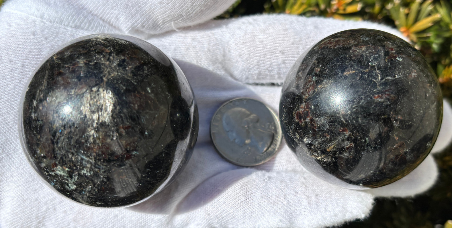USA SALE 343g “LOT ARFVEDSONITE” ANTHO PHYLLITE SPHERES SPHERE 1.92″ & 1.87″