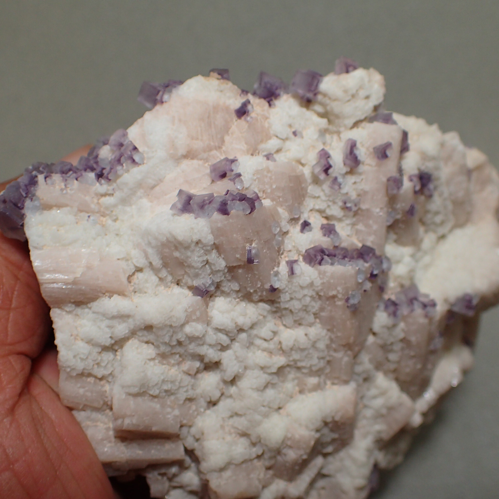 Fluorite on Microcline, Dreamtime Claim, Lake George, Colorado