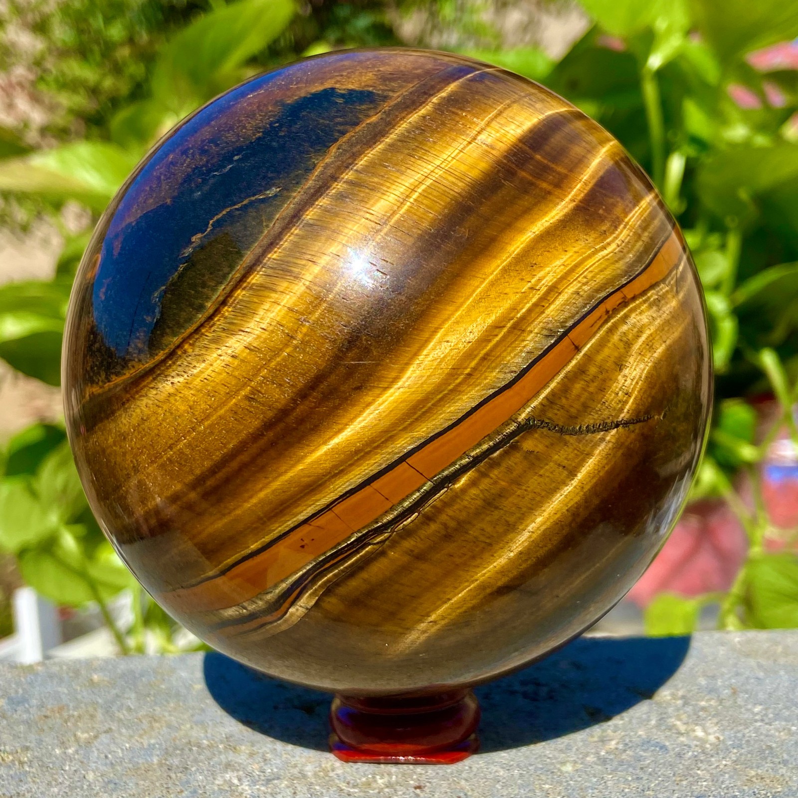 3.41LB Natural Tiger’s eye stone quartz Sphere crystal ball rock Healing