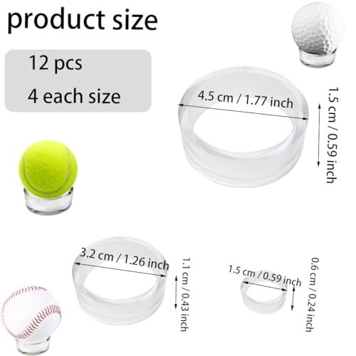 12 Pcs Acrylic Display Stand Sphere Ball Holder Rings for Baseball Tennis Golf