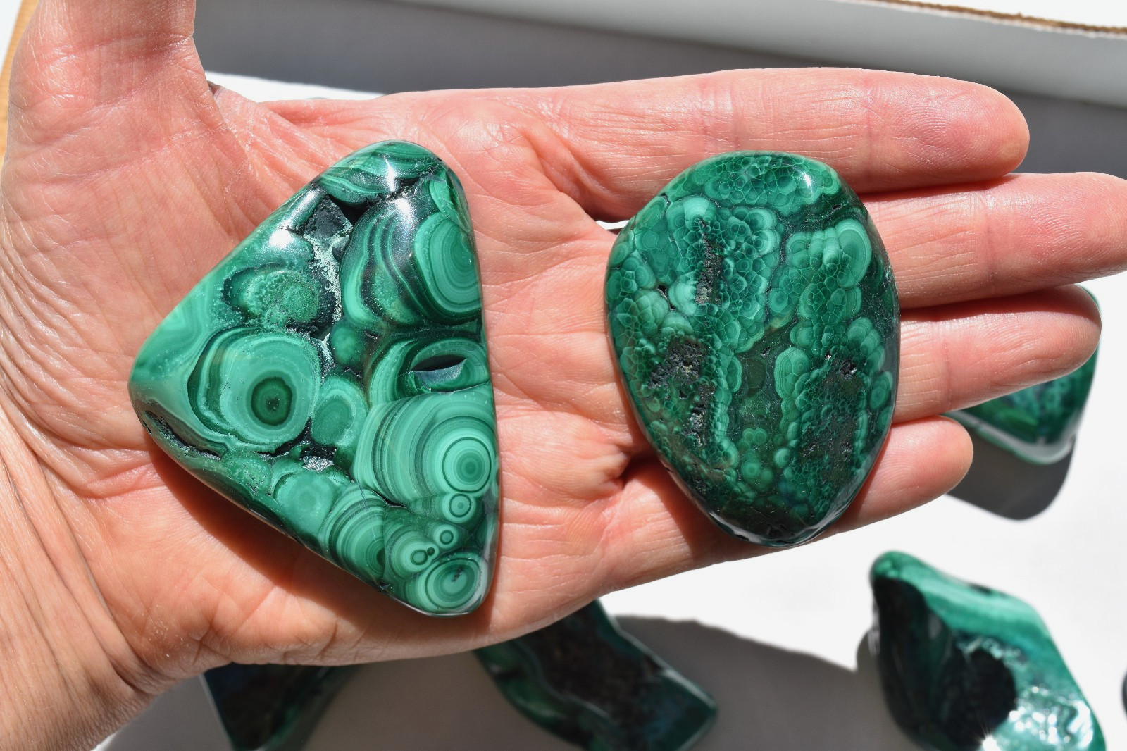 WHOLESALE Polished Malachite from Congo 15 pieces 2 kg # 5869
