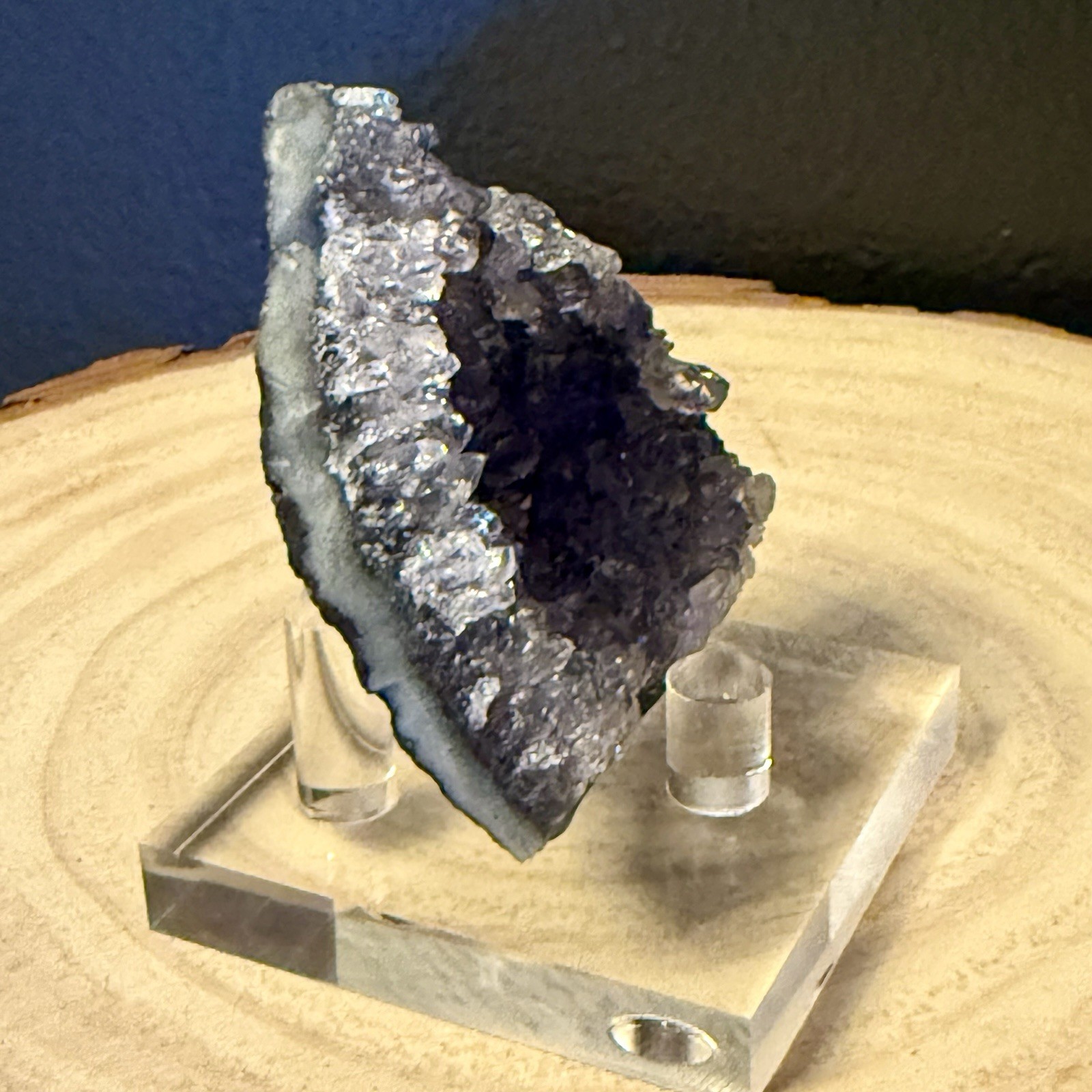 Purple Amethyst Crystal Cluster Geode Display Specimen