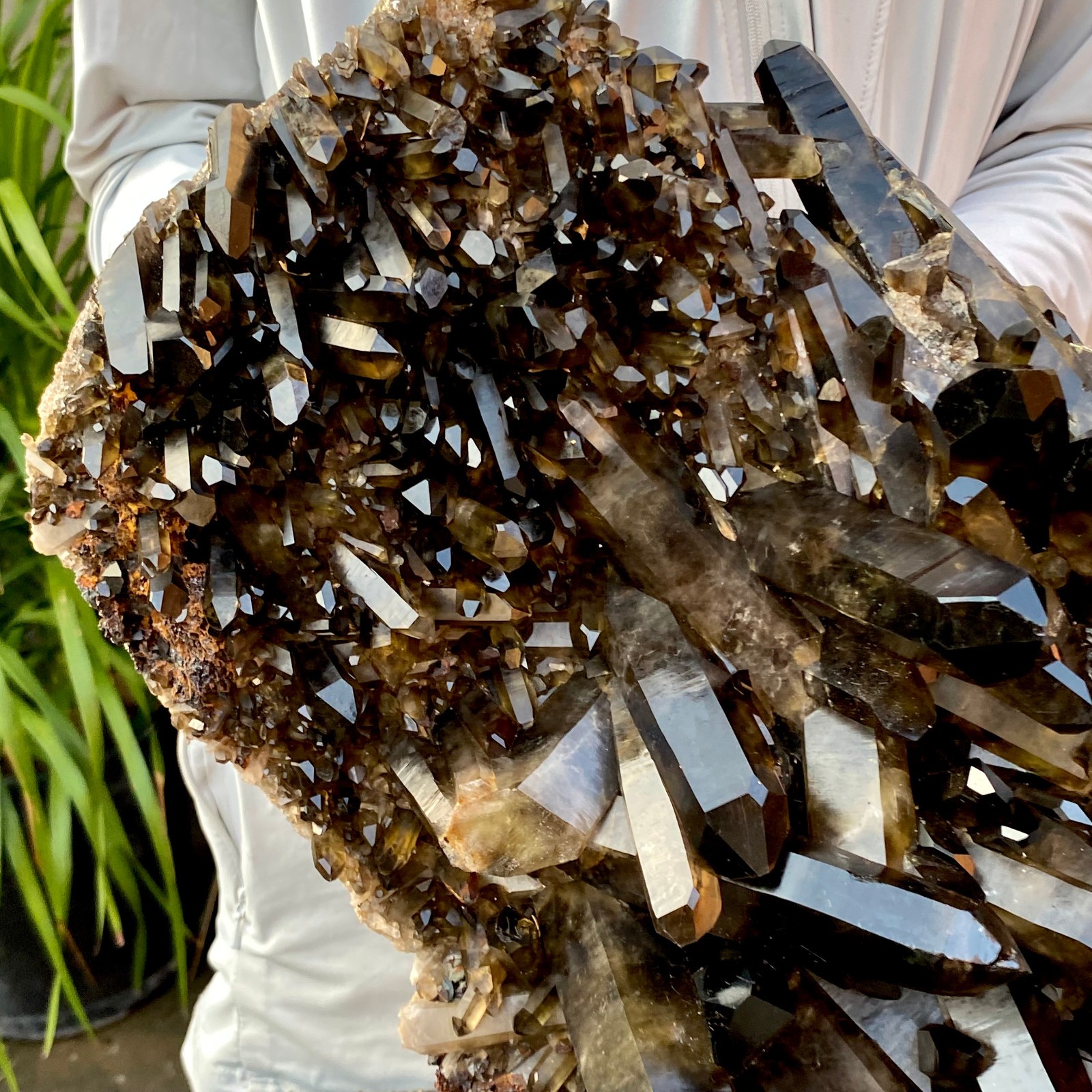 40.43LB Large Natural Black Smoky Quartz Crystal Cluster Raw Mineral Specimen
