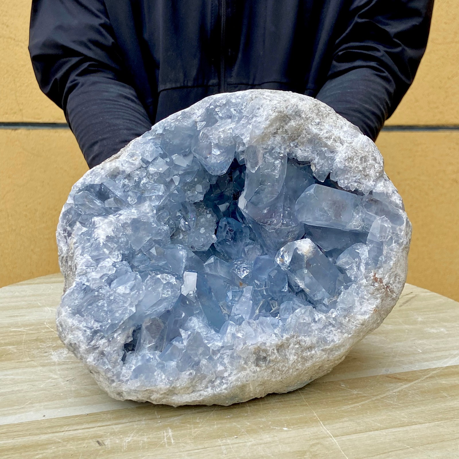 15.43LB Natural Beautiful Blue Celestite Crystal Geode Cave Mineral Specimen