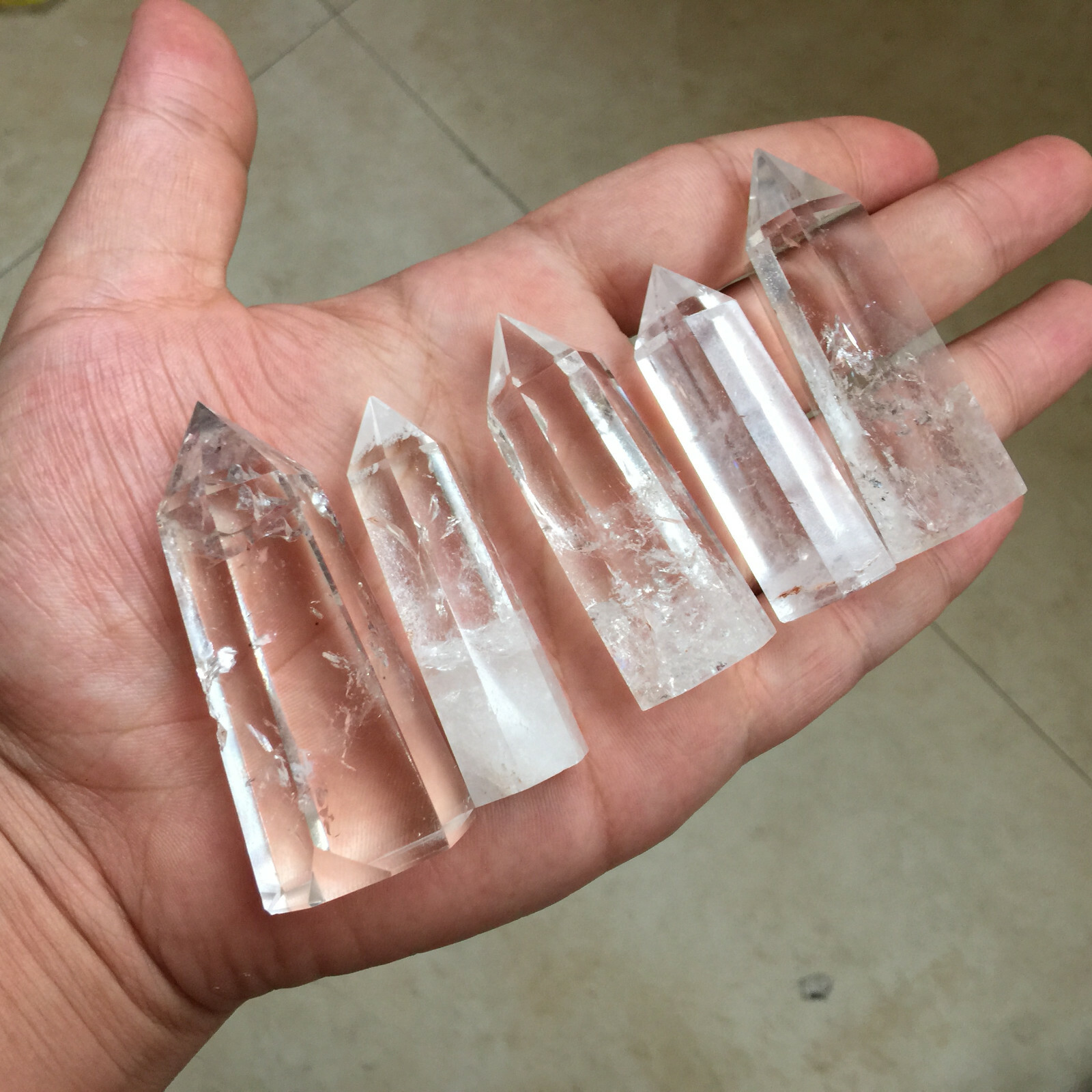 5PCS Natural clear obelisk quartz crystal point tower wand reiki healing