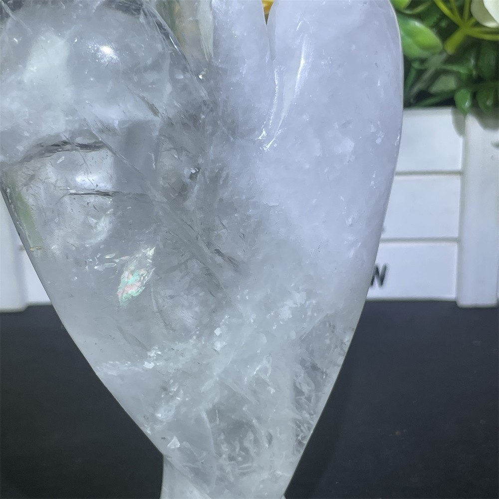 1.3LB 5.9″ Natural A+ Clear Quartz Angel Carving Crystal Quartz Mineral Decor