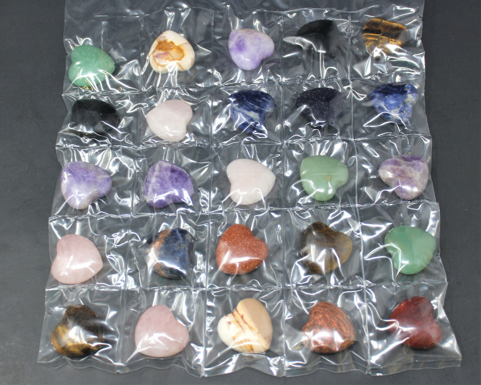 25 Crystal Hearts: Mixed Pack of Best Sellers 1″ Gemstone Hearts WHOLESALE BULK