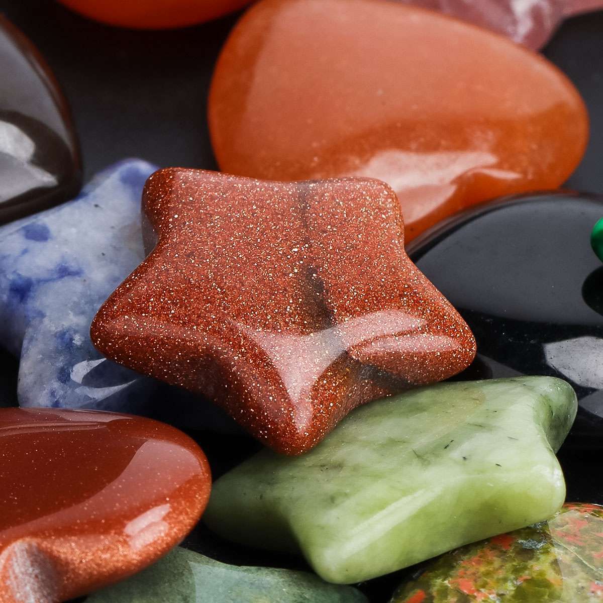 UP TO 50PC Colorful Stars Hearts Natural Stones Reiki Healing crystal home decor