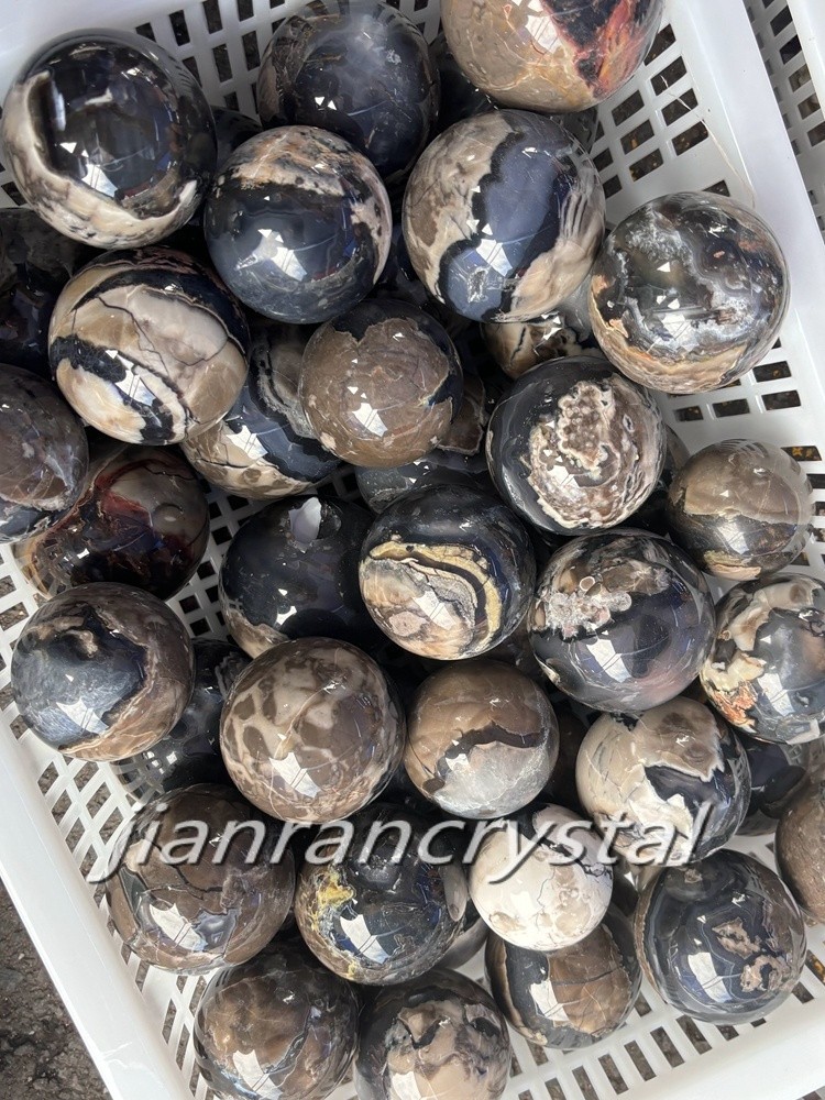 200g+ Volcanic agate sphere crystal ball home decoration fluorescent sphere 1pc
