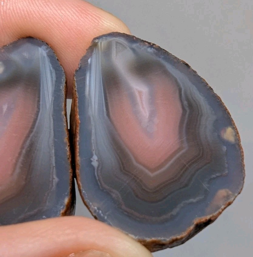 Swazi Rose Agate Cut Halves, Mozambique Agates, 38 Grams (1.25 Oz), US Seller