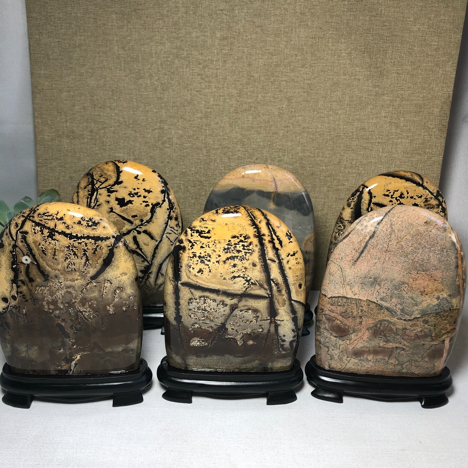 5Pcs Natural Chinese painting stone crystal ornaments for home decoration