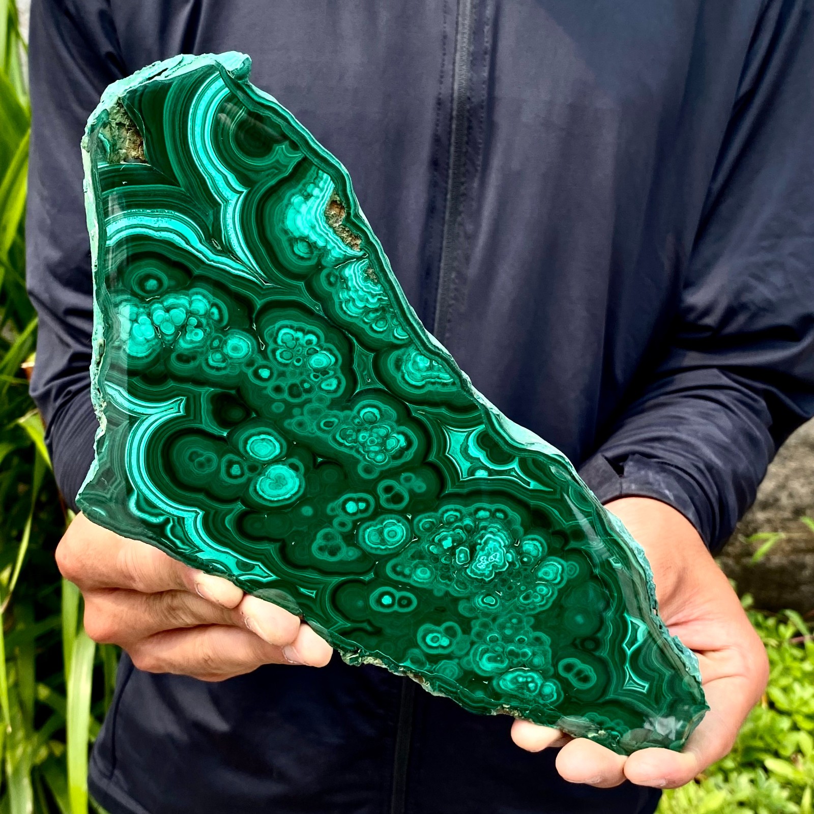 2.71LB Natural Green Malachite Crystal Flaky Pattern Ore Specimen Quartz Healing