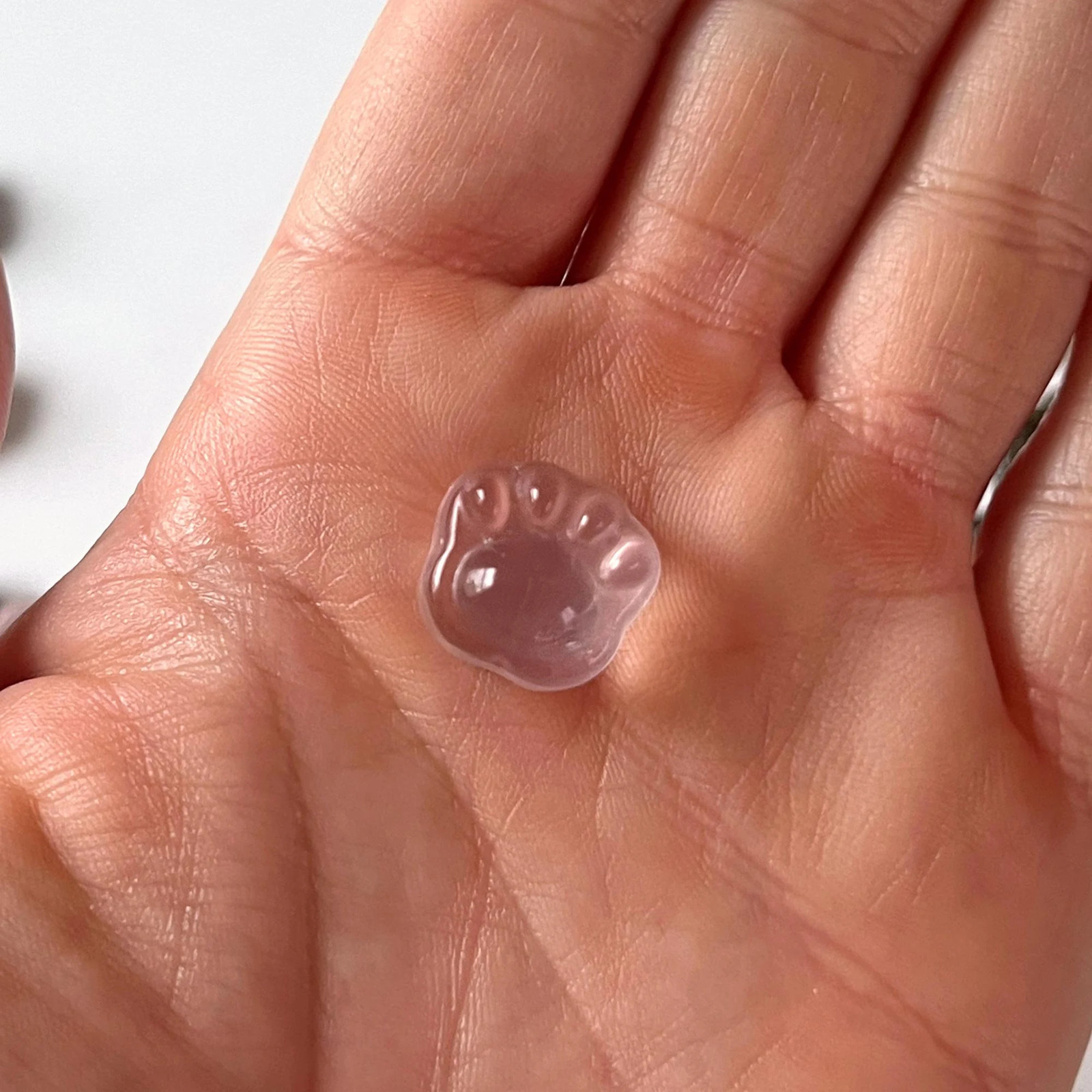 Mini Paw Print Carving | Rose Quartz | Obsidian | Flower Agate | Cat Dog Lover