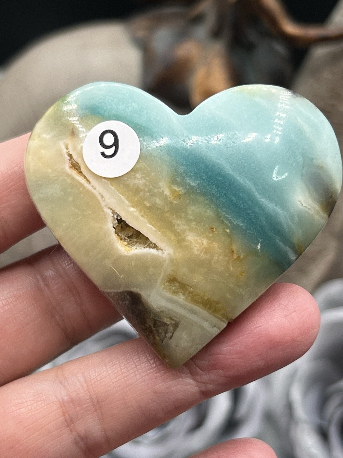Natural Caribbean Calcite Carved Hearts Beautiful colors Free ship & gift