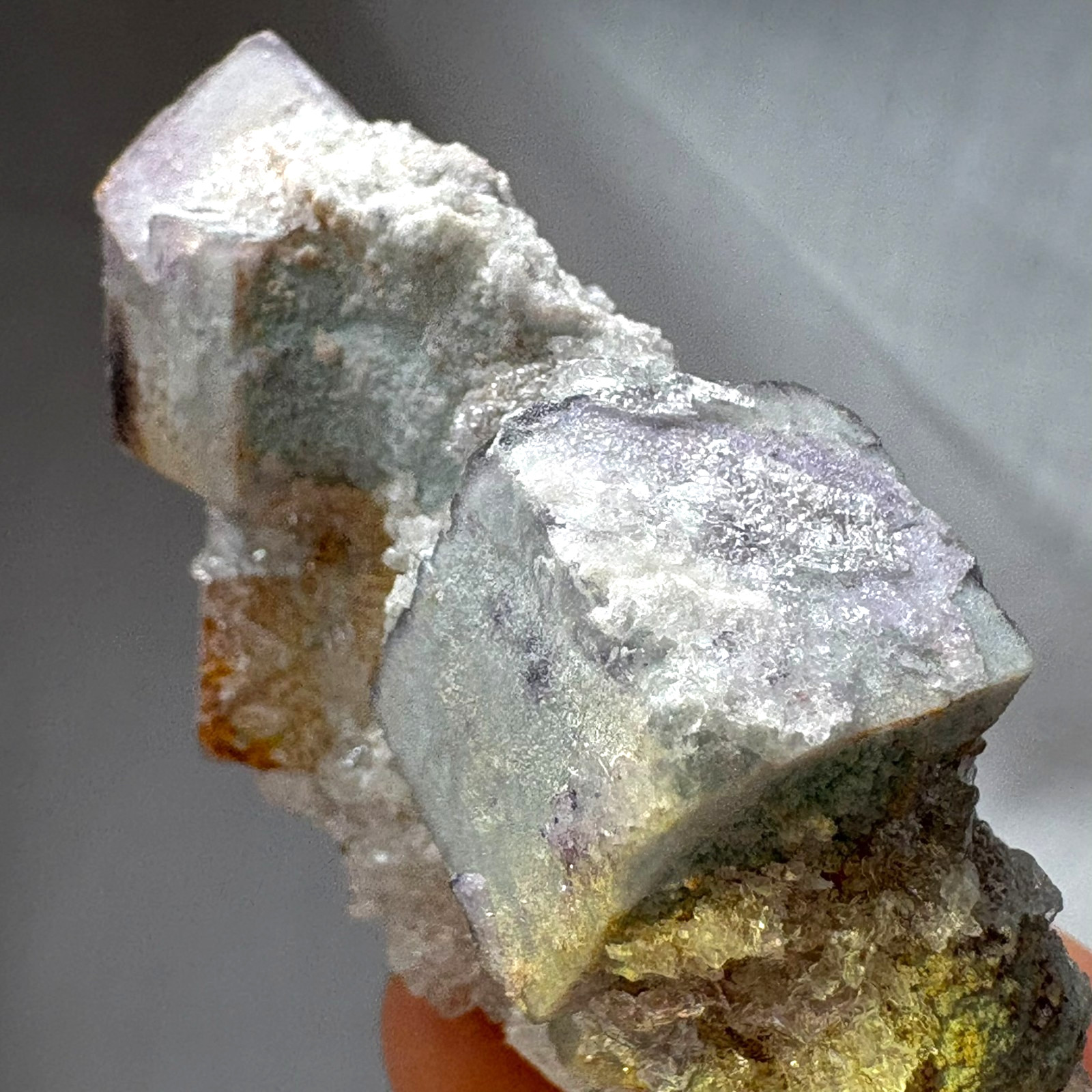 Rare Blue Cubic Fluorite w/ Gypsum Natural Double-Sided Raw Mineral Specimen
