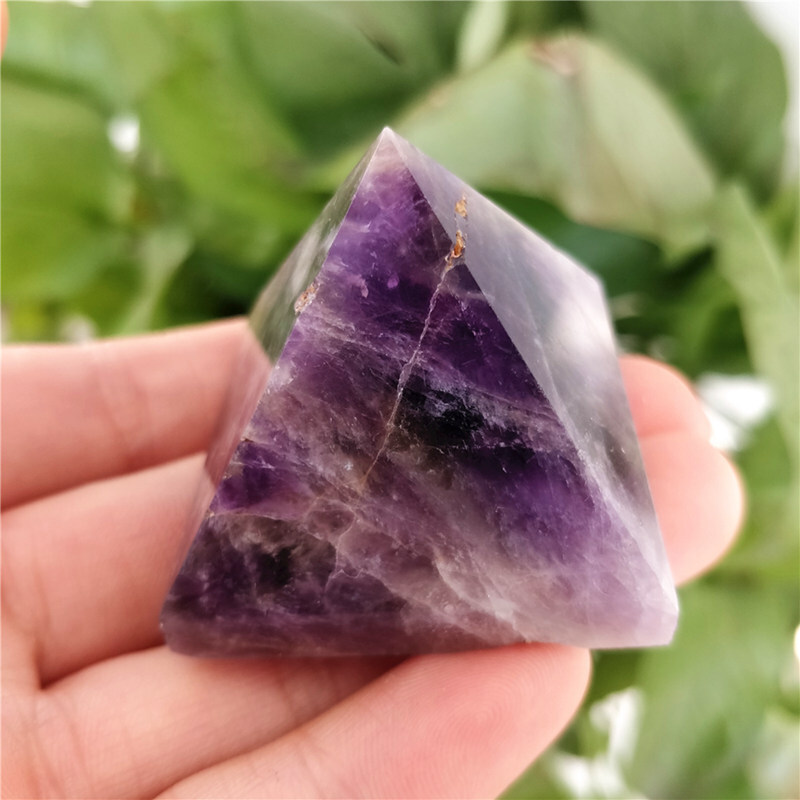 Natural Dreamy Amethyst Quartz Crystal Healing Pyramid Stone Energy Tower Decor