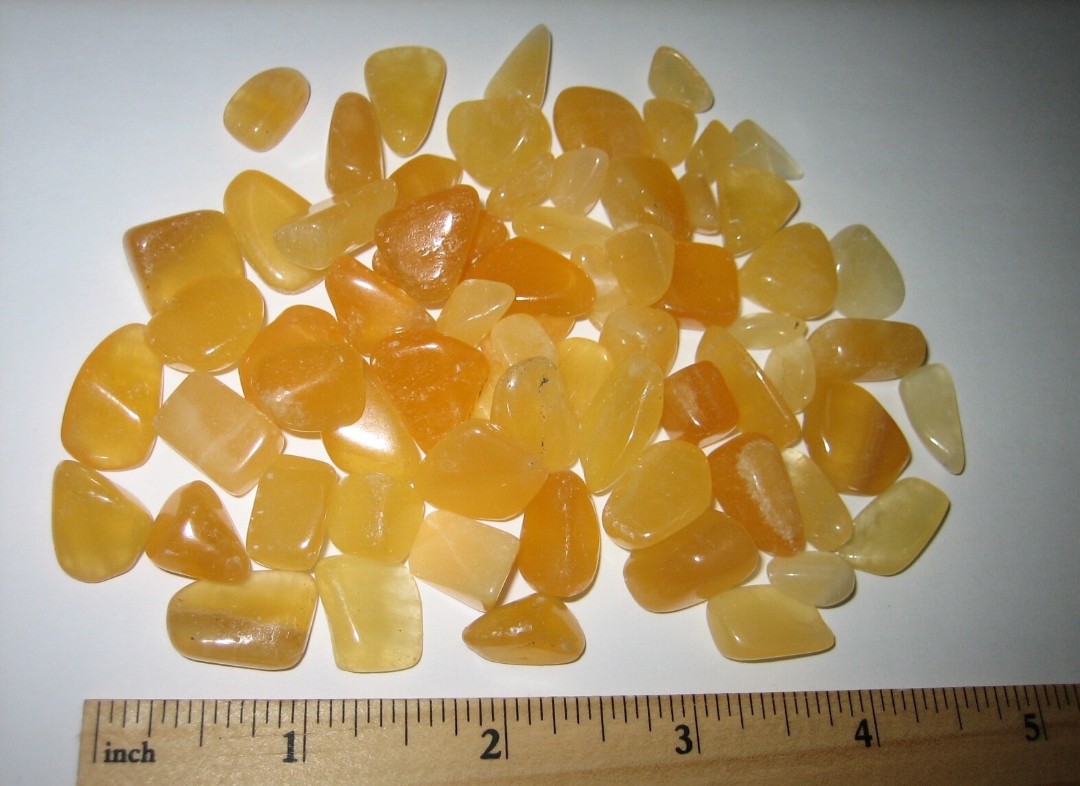 69 TUMBLED POLISHED 0.2″-0.8″ BRIGHT ORANGE CALCITE CRYSTAL STONES ~ 135grams *4