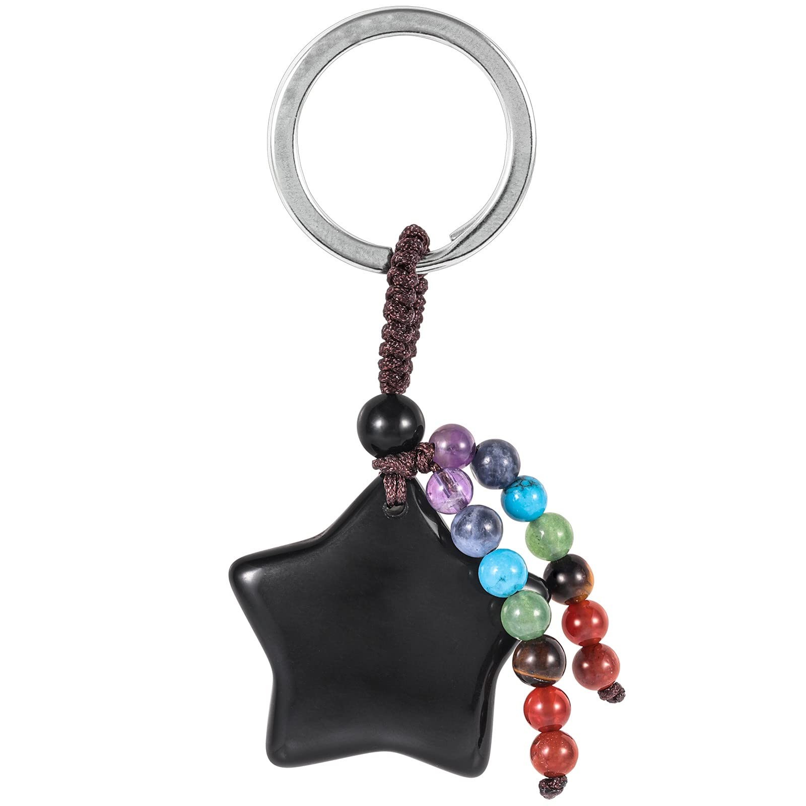 Star Crystal Black White Bag Charm Keychain for Purse Handbag Women Gift