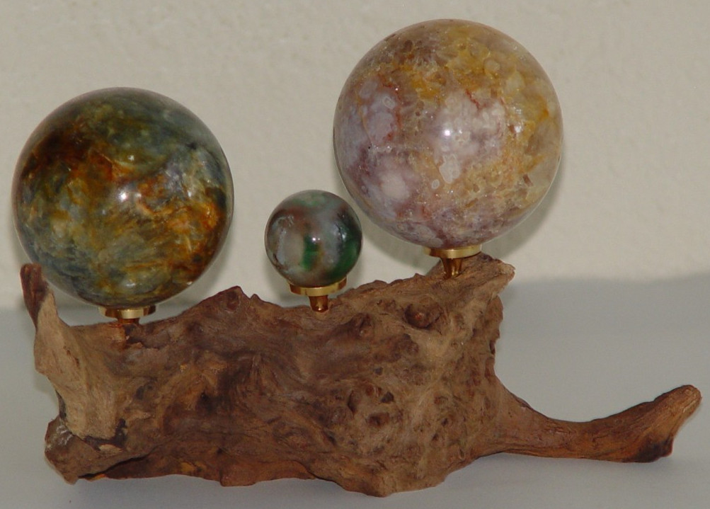 Rustic Driftwood Sphere Holder Display Stand 3 Crystal Ball Holder Removable Peg