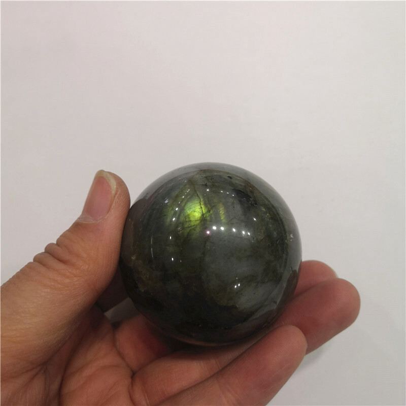 50mm Natural Labradorite Quartz Crystal Stone Sphere Healing Energy Ball + Stand