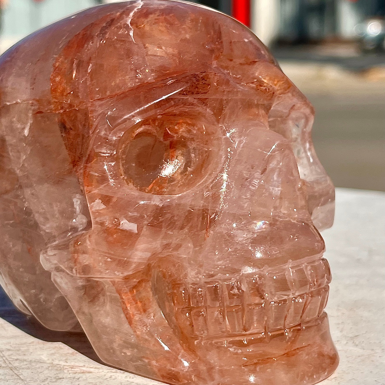 2.38LB Hand carved Red Gum Flower Skull | Used for decoration or gifts