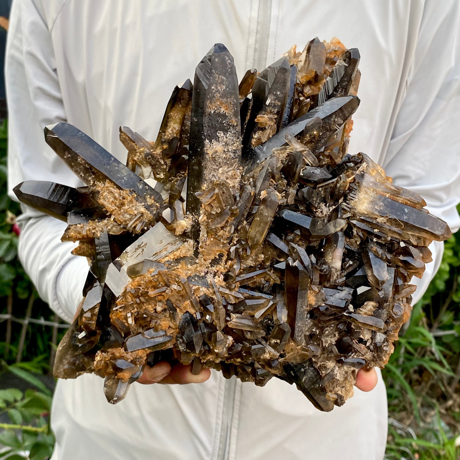 9.7LB Large Natural Black Smoky Quartz Crystal Cluster Raw Mineral Specimen