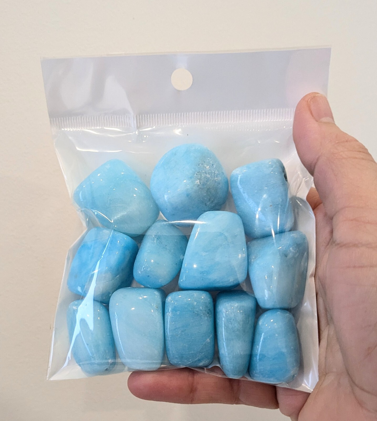 1/2 LB. Tumbled Blue Aragonite .75″- 1″ in Size & 12-15 Gemstones p/bag