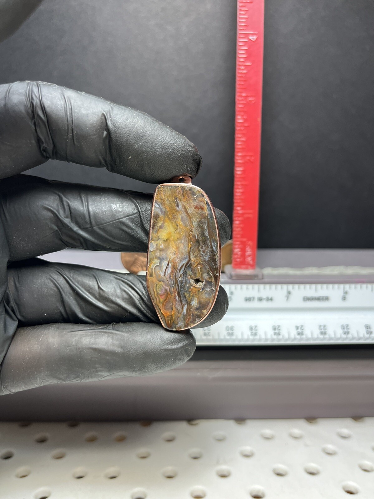 petrified wood/copper Pendant/J67 BOGO.01