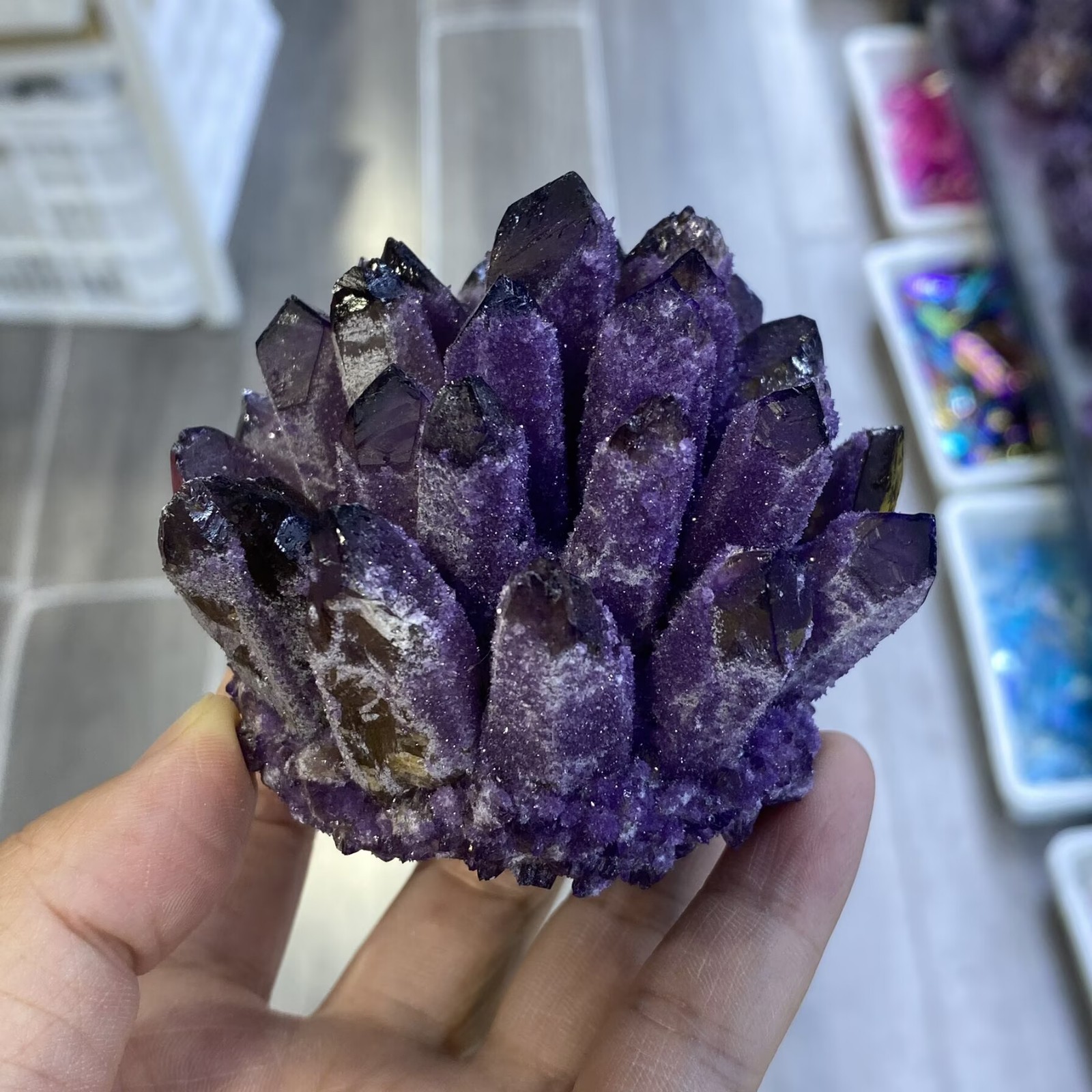 340g New purple Phantom Quartz Crystal Cluster Mineral Specimen Reiki Random