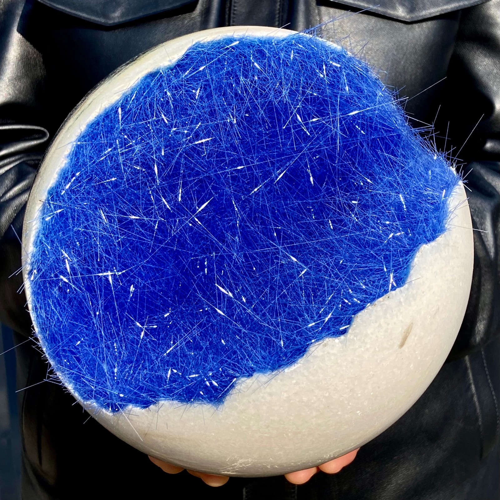 15LB Rare blue iron ore phosphate magnesium ore smiling crystal ball for healing