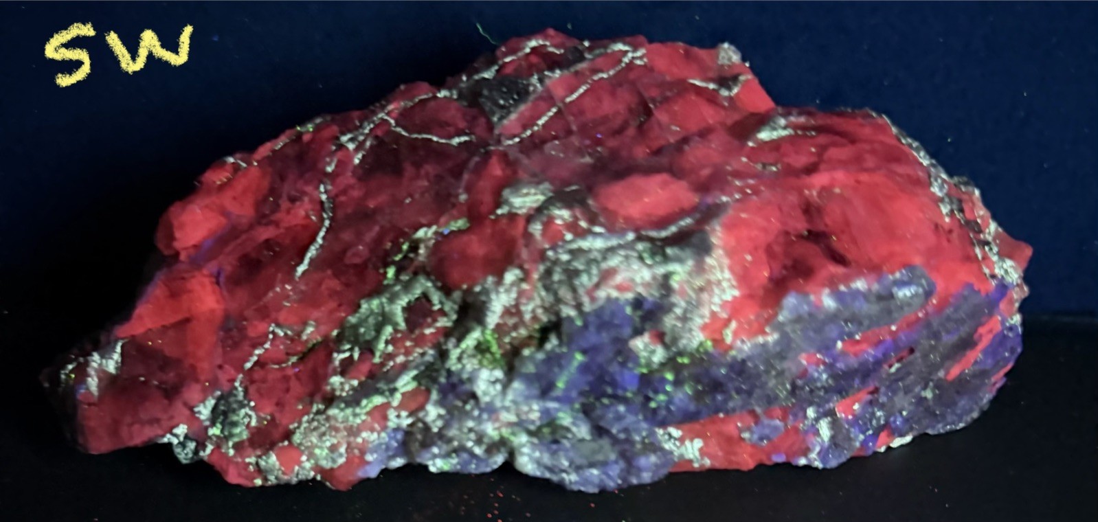 Fluorescent calcite, willemite, fluorite combo