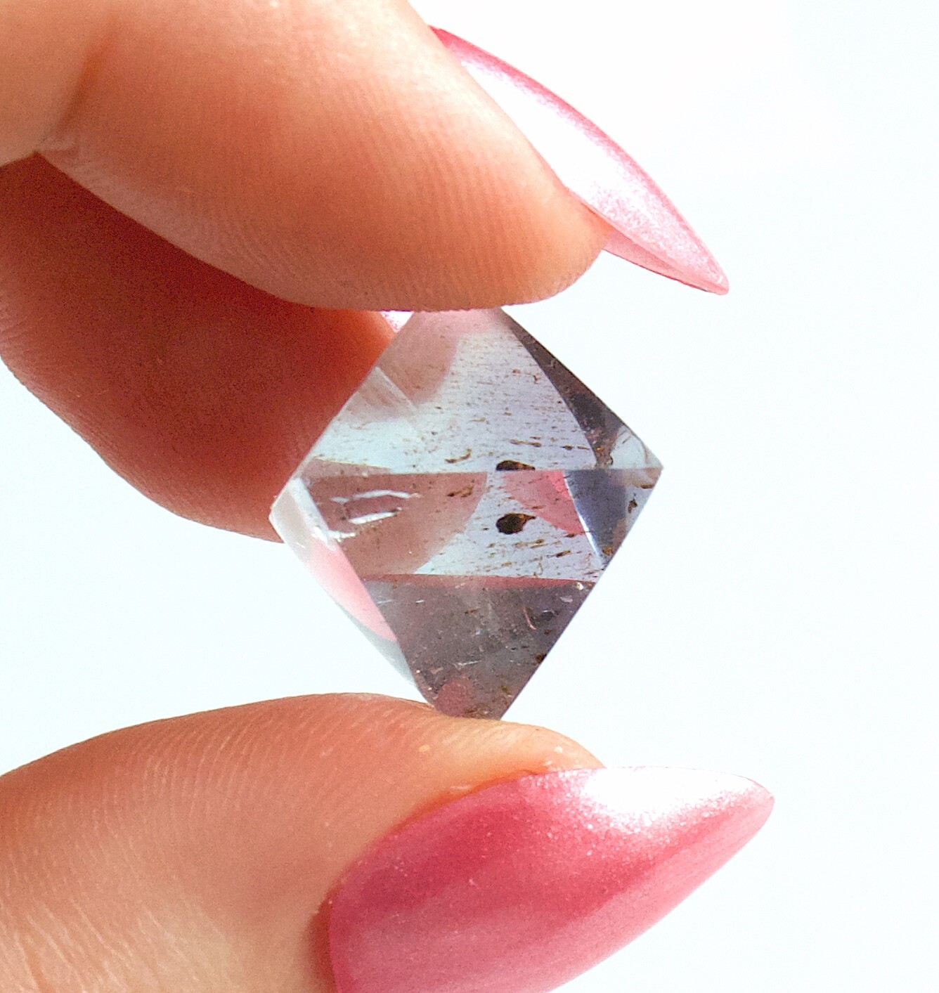 Polished Fluorite Octahedron Gem Blue With Oil Inclusions Illinois 2.0 Cms