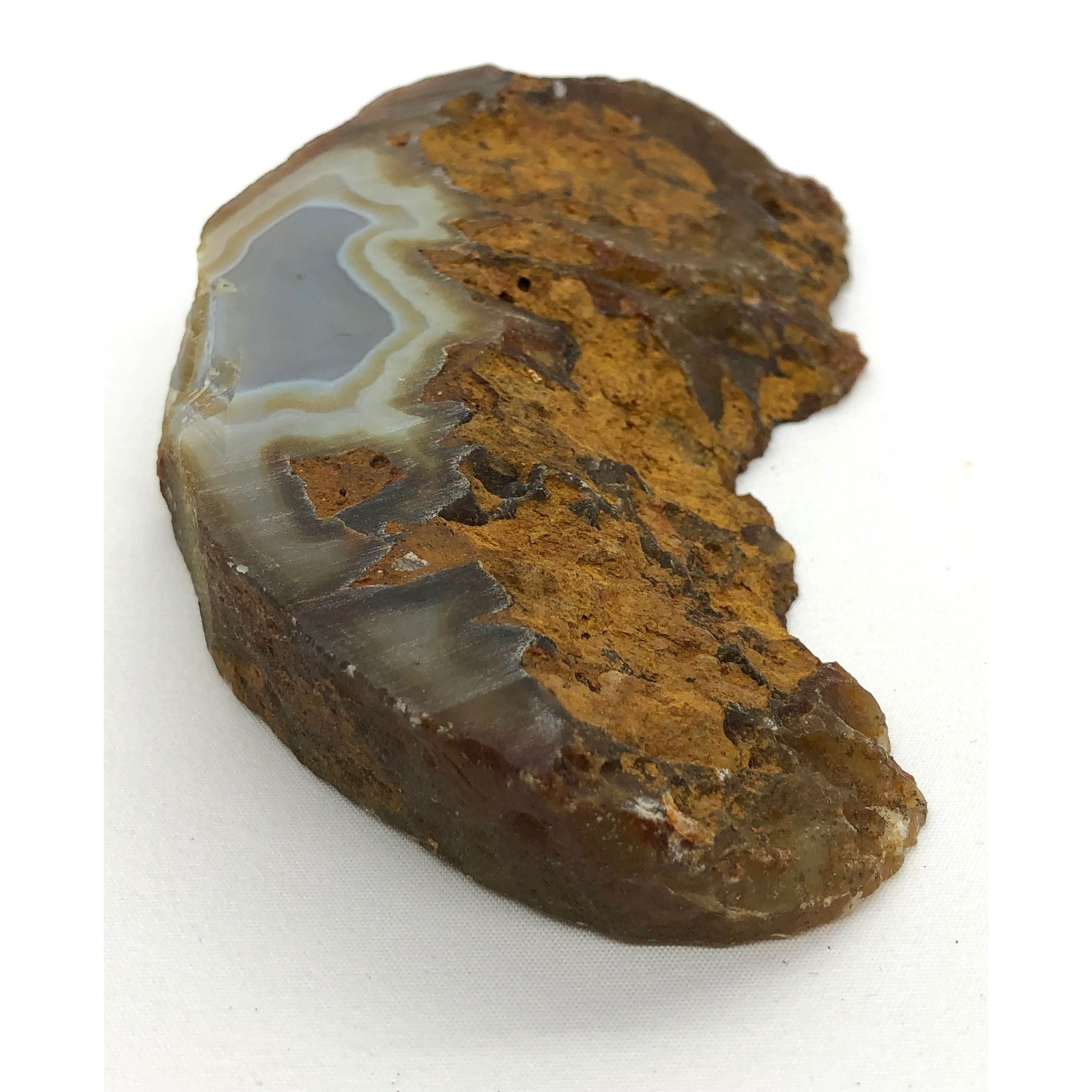 Natural Polished Banded Agate Slice Geode Specimen Brown Gray 5.25 Inch Decor