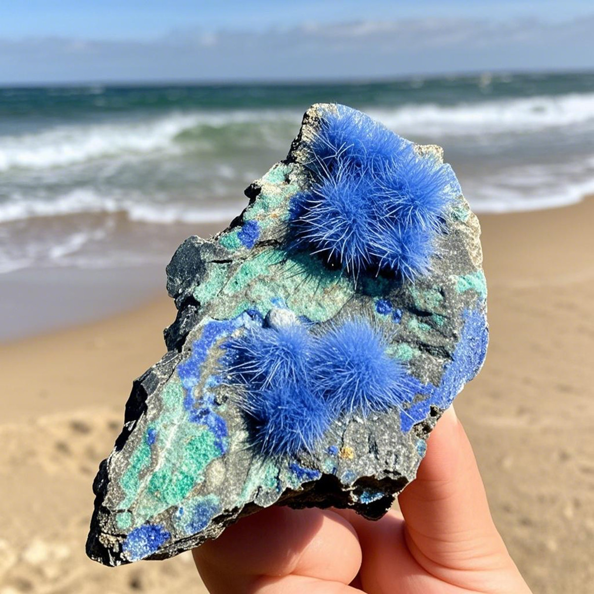 50-80g Blue Dandelion Zeolite Quartz Crystal Healing Cluster Mineral Specimen