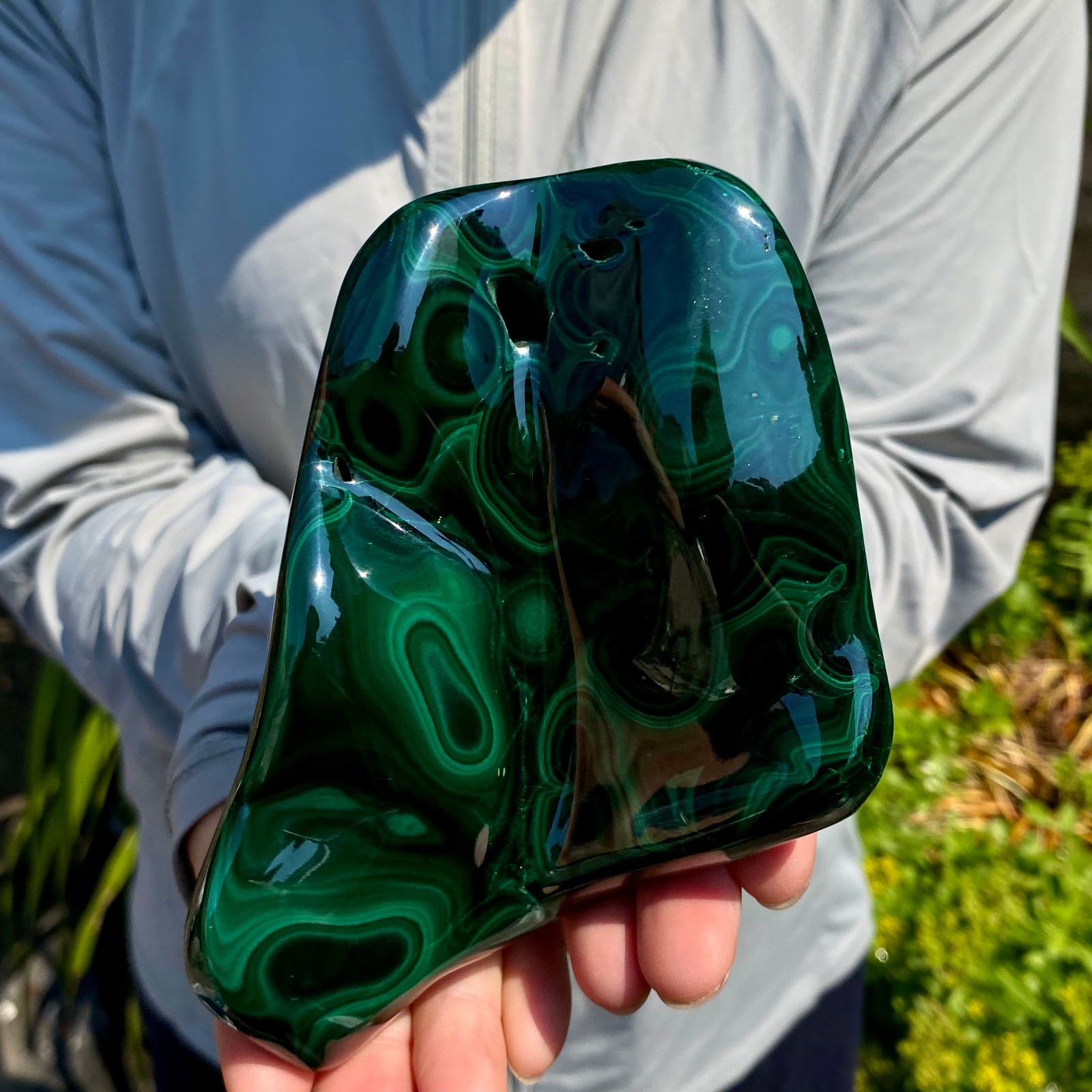 1.43LB Natural glossy Malachite transparent cluster rough mineral sample
