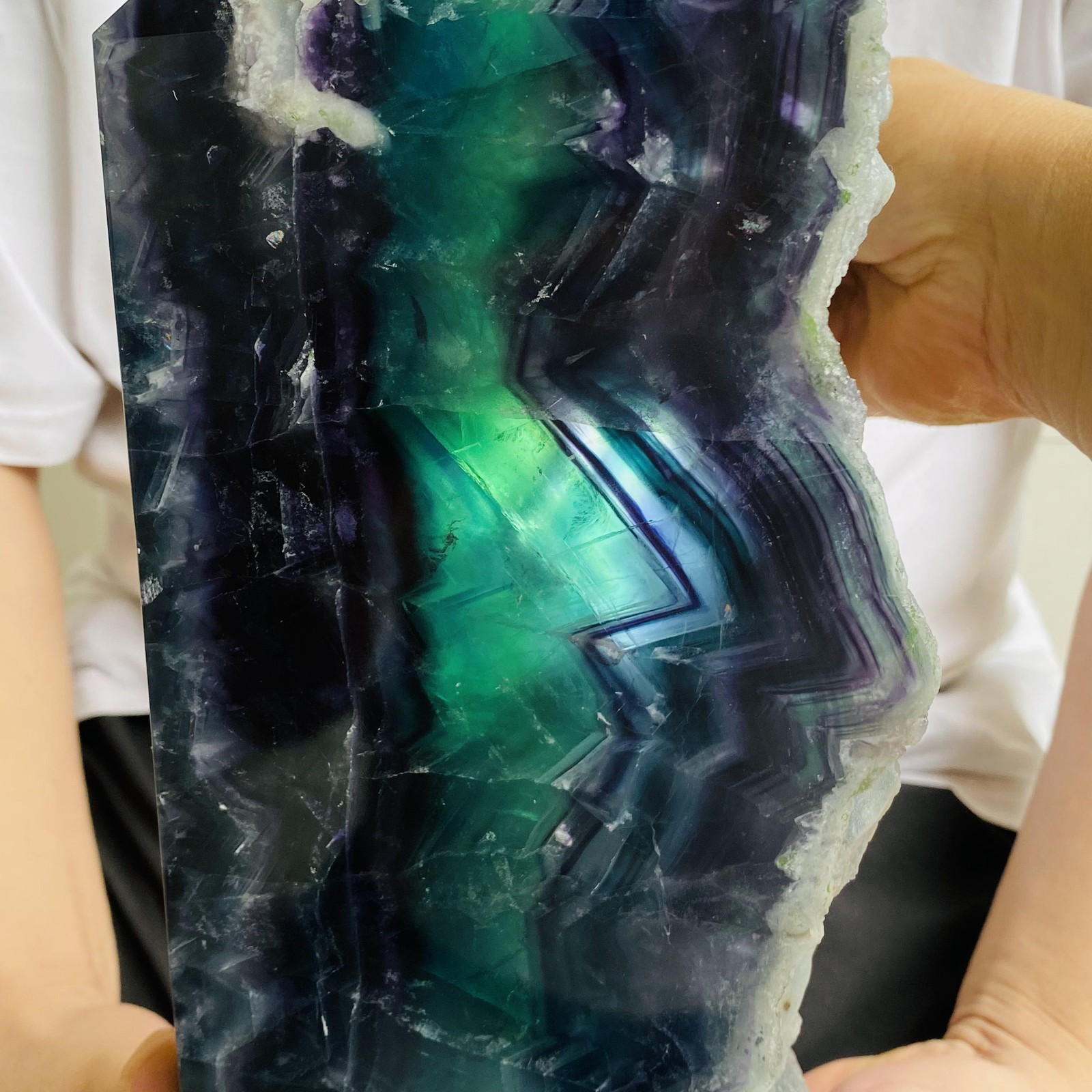Natural Fluorite Obelisk Quartz Crystal Healing Reiki Wand Tower Point 4880g