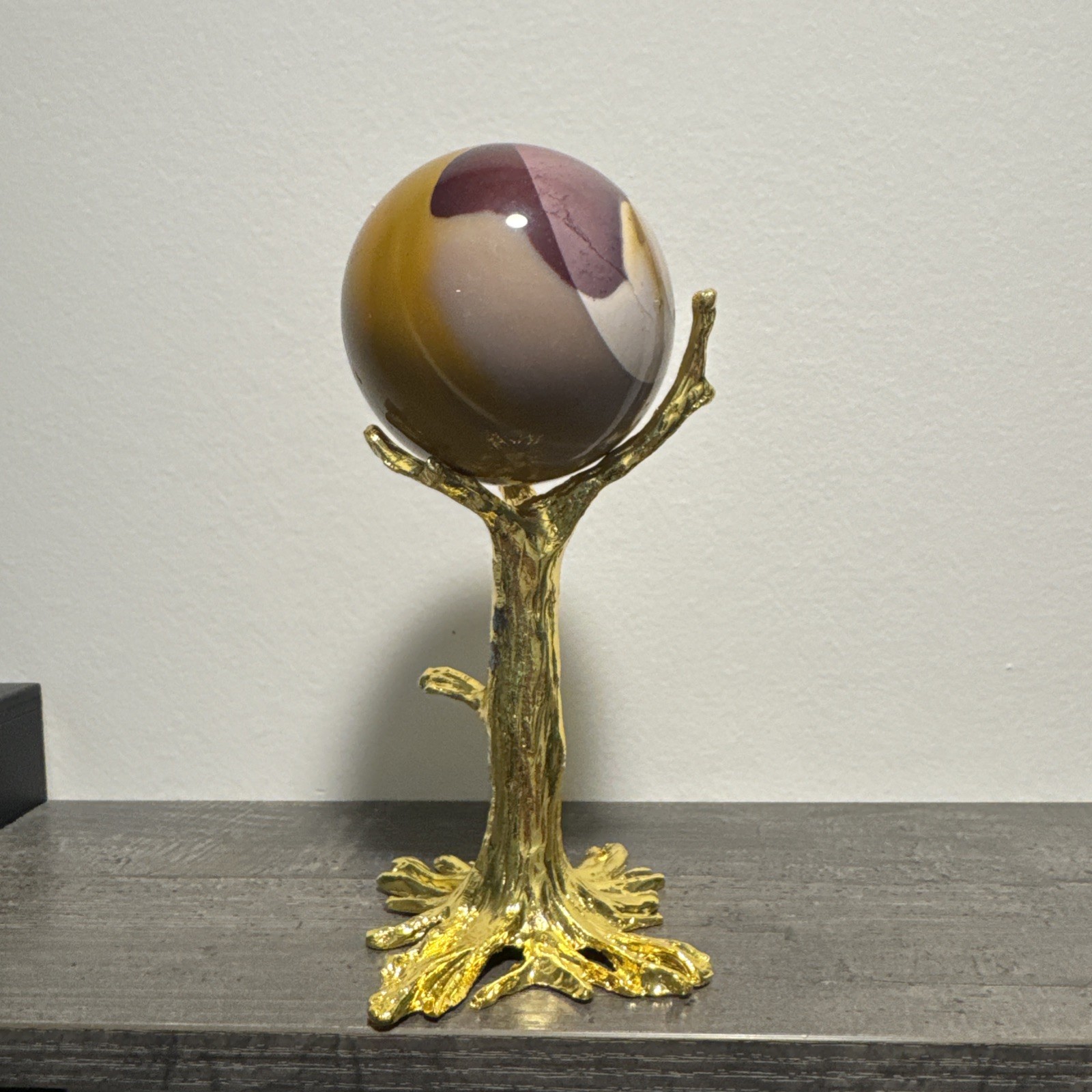 Mookaite Crystal Sphere On Metal Stand 317 Grams 63 mm