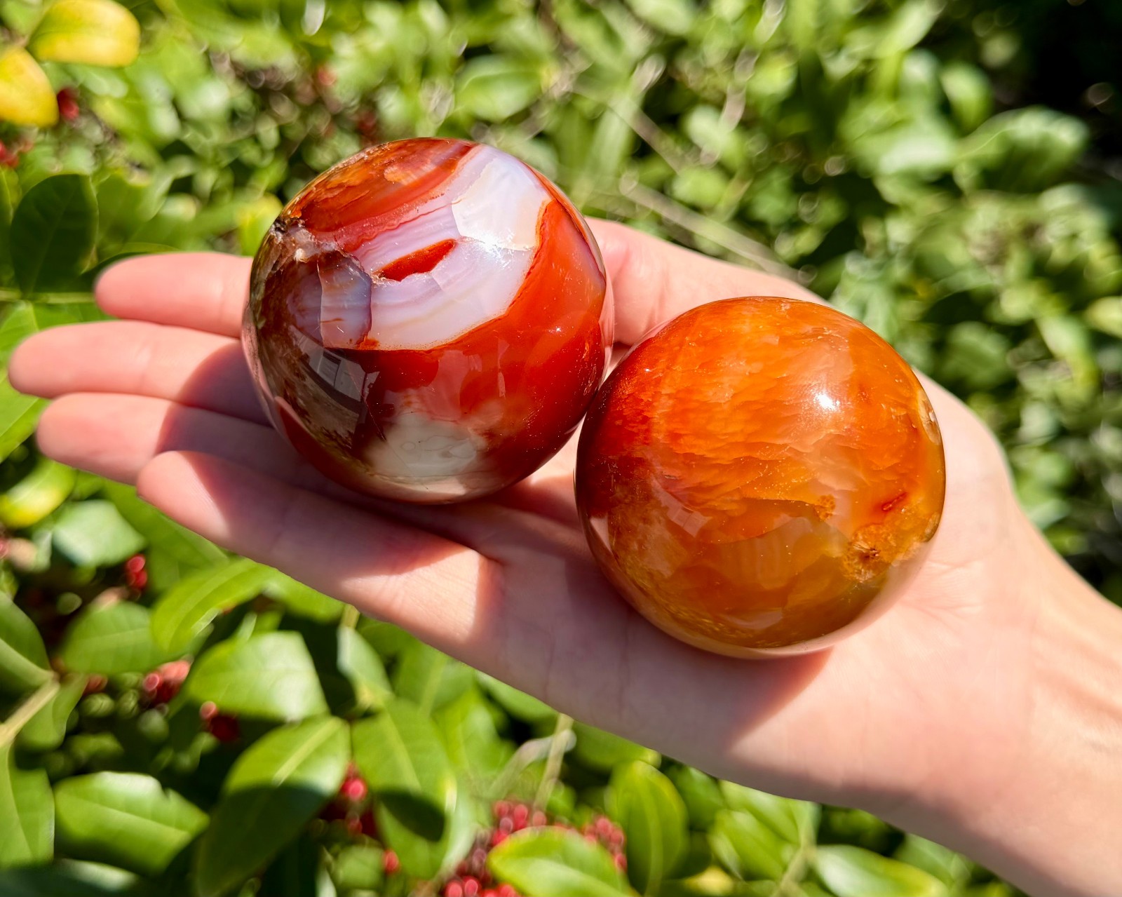 Carnelian Crystal Spheres, LARGE 1.5 – 2″ (Natural Carnelian Sphere & Stand)