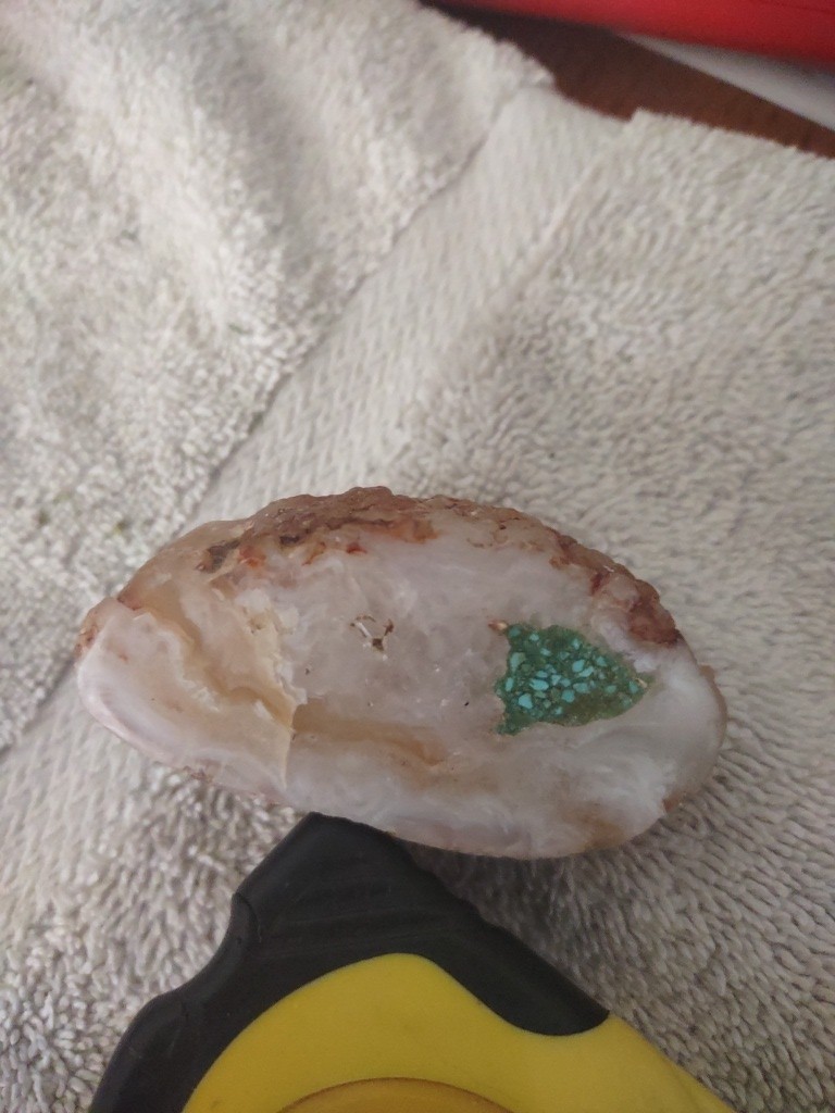 Agate With Turquoise Deposit And Small Pyrite Viens Very Rare 107.5g