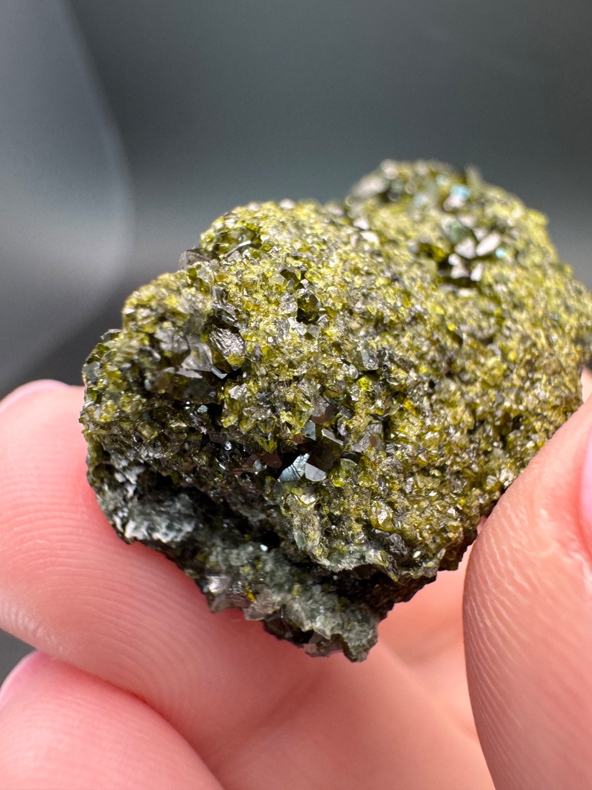 6829 Sparkly Green Epidote with Clear Quartz Calumet Iron Mine, Colorado 32g