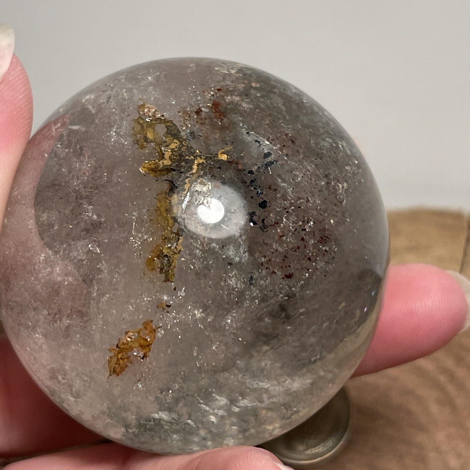 **No Stand** Beautiful Little Garden Quartz Sphere 187 Grams