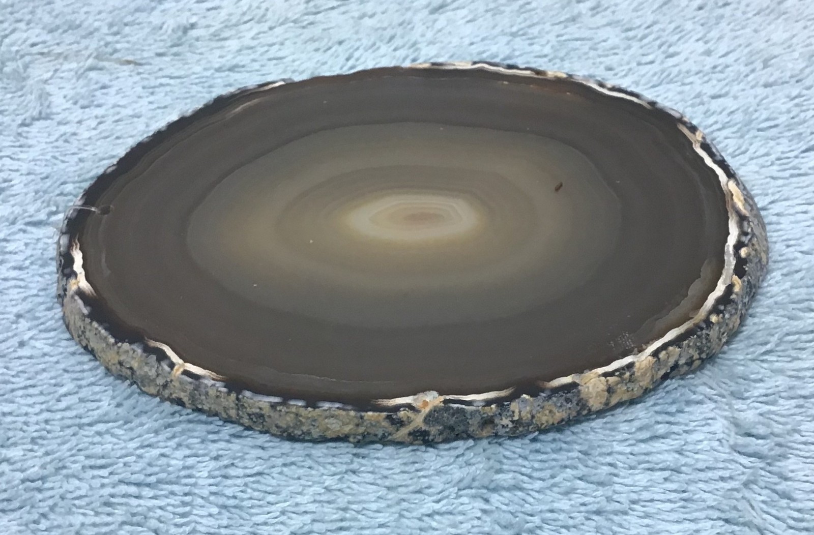 Brazilian Agate Slice Gemstone Opaque With Pink Orange Yellow Tan