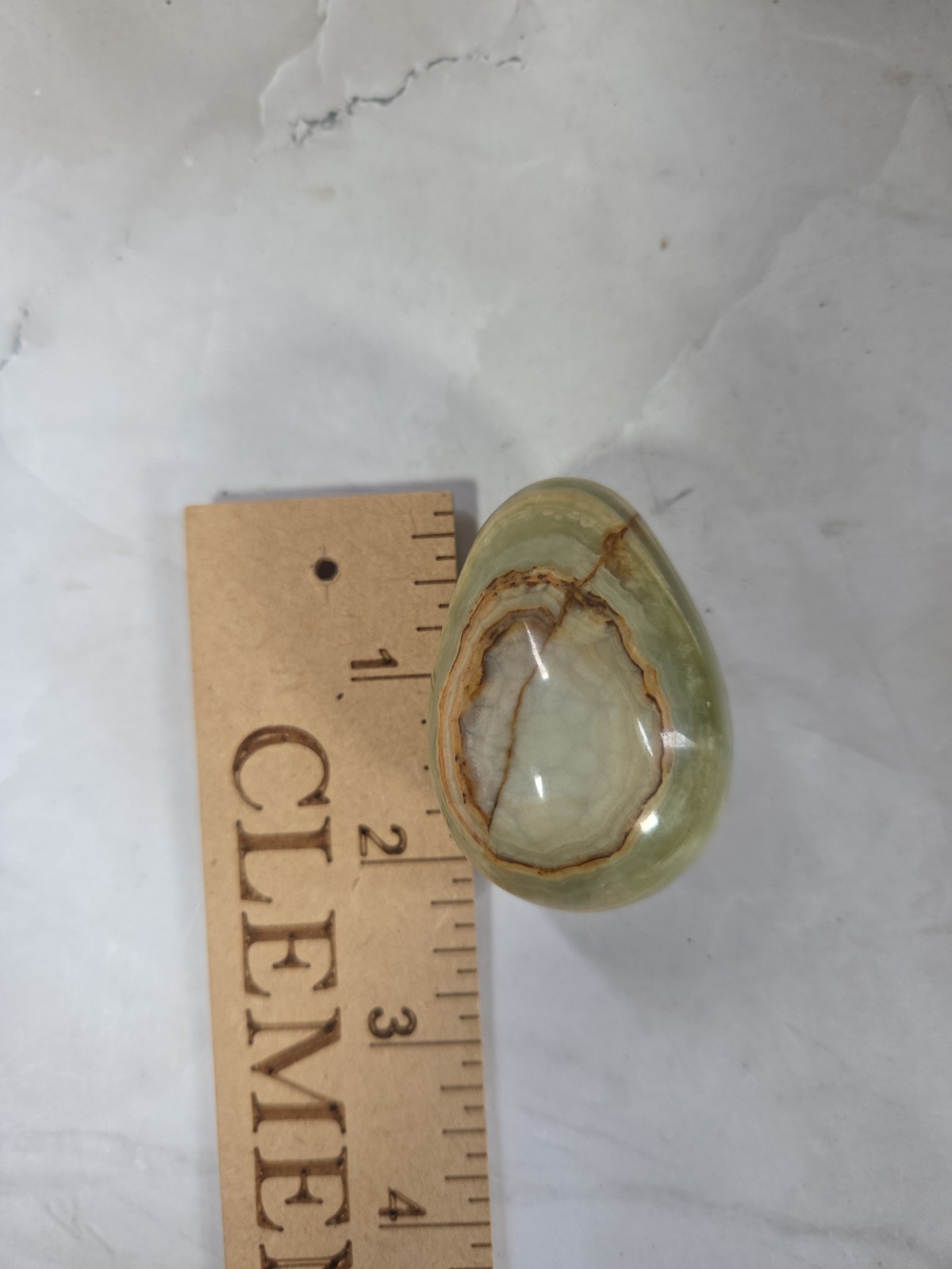Green Onyx Stone Egg Natural Banded Calcite Polished w/ Stand 2.5″