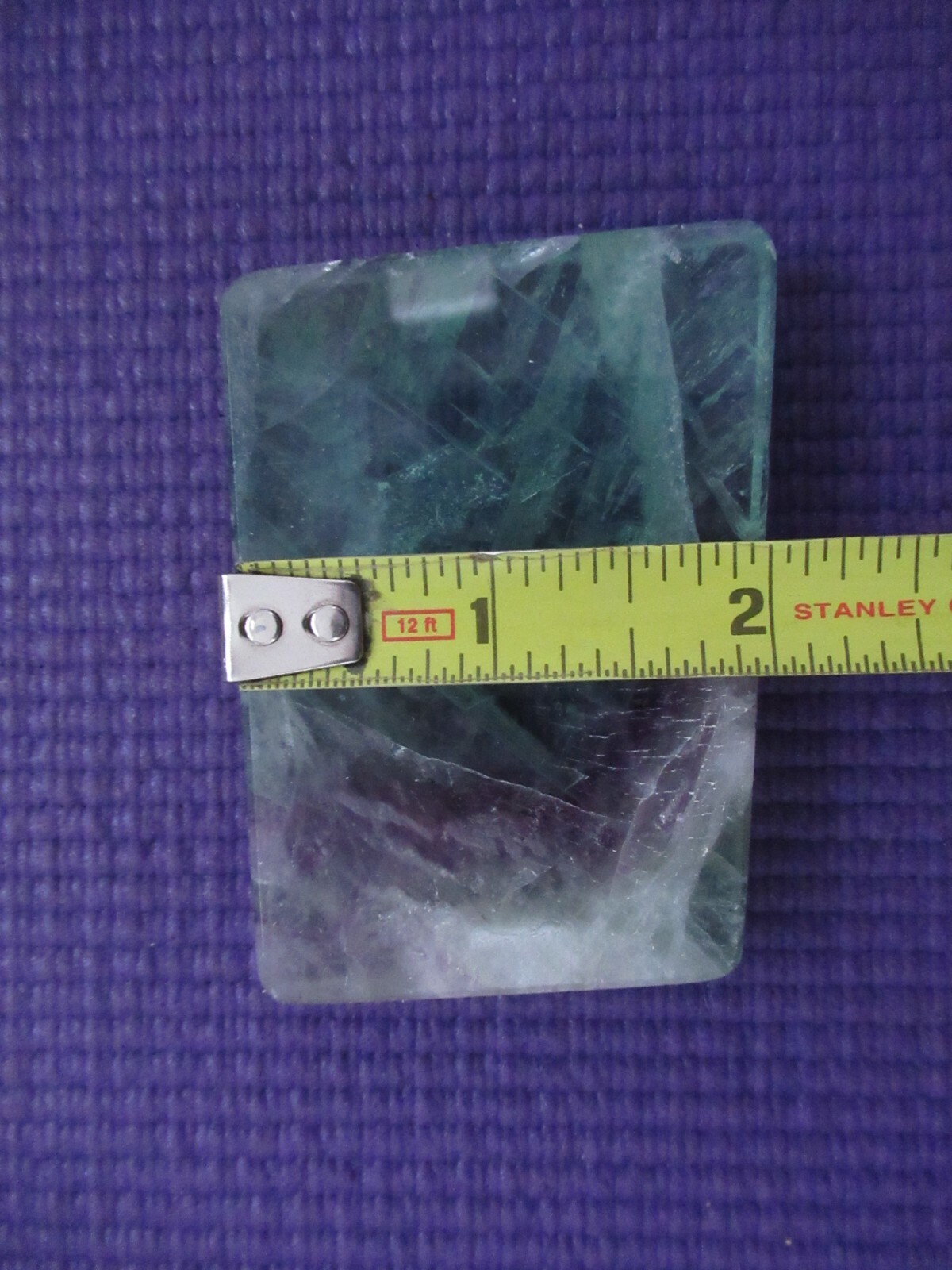 4 Ounce Cut and Polished Fluorite with Purple Swirl 2 3/4″ W x 2″ L x 3/8″ thick
