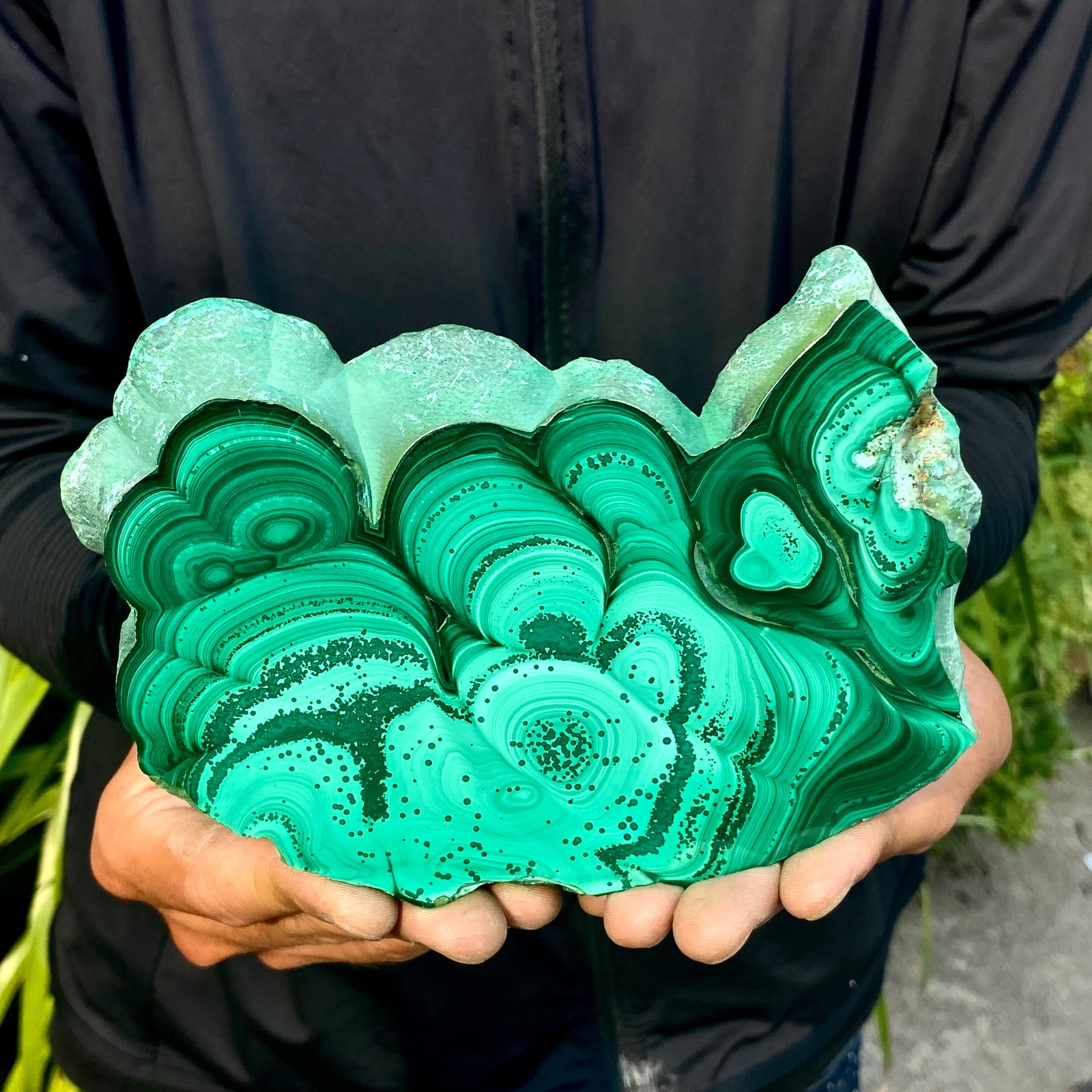 1.58LB Natural Green Malachite Slab Quartz Crystal Slice Ore Specimen Healing