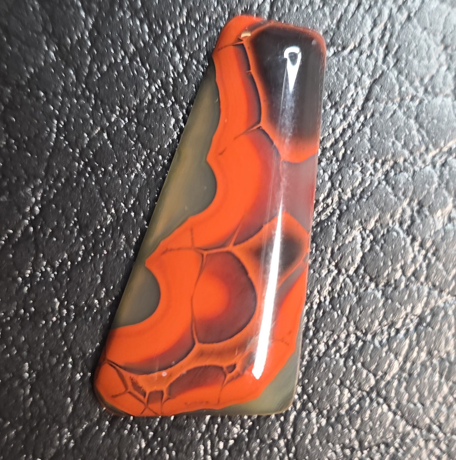 Beautifully banded Red Black Clear Kentucky Agate Cabochon Ready to set #C-14