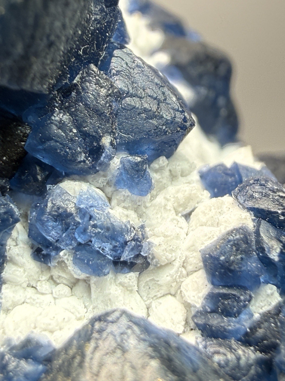 Superb Blueberry Fluorite on Candle Quartz |Huanggang Liang Mine, Inner Mongolia