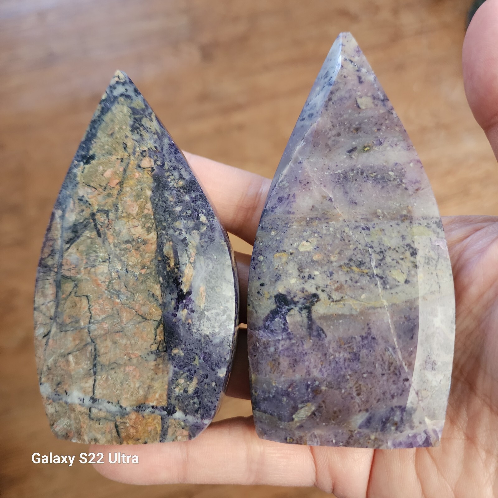 Lot of 2 Large Polished Fluorite Root Stone Ornament Freeforms – USA