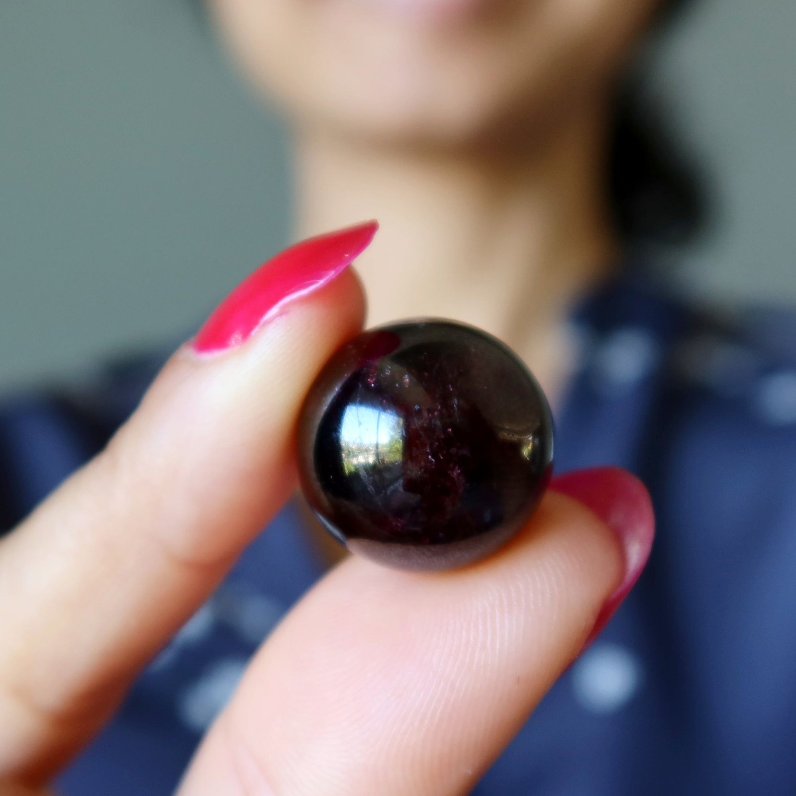 Garnet Sphere Deep Red Wine Mini Marble Crystal Ball Untreated Portable 16mm