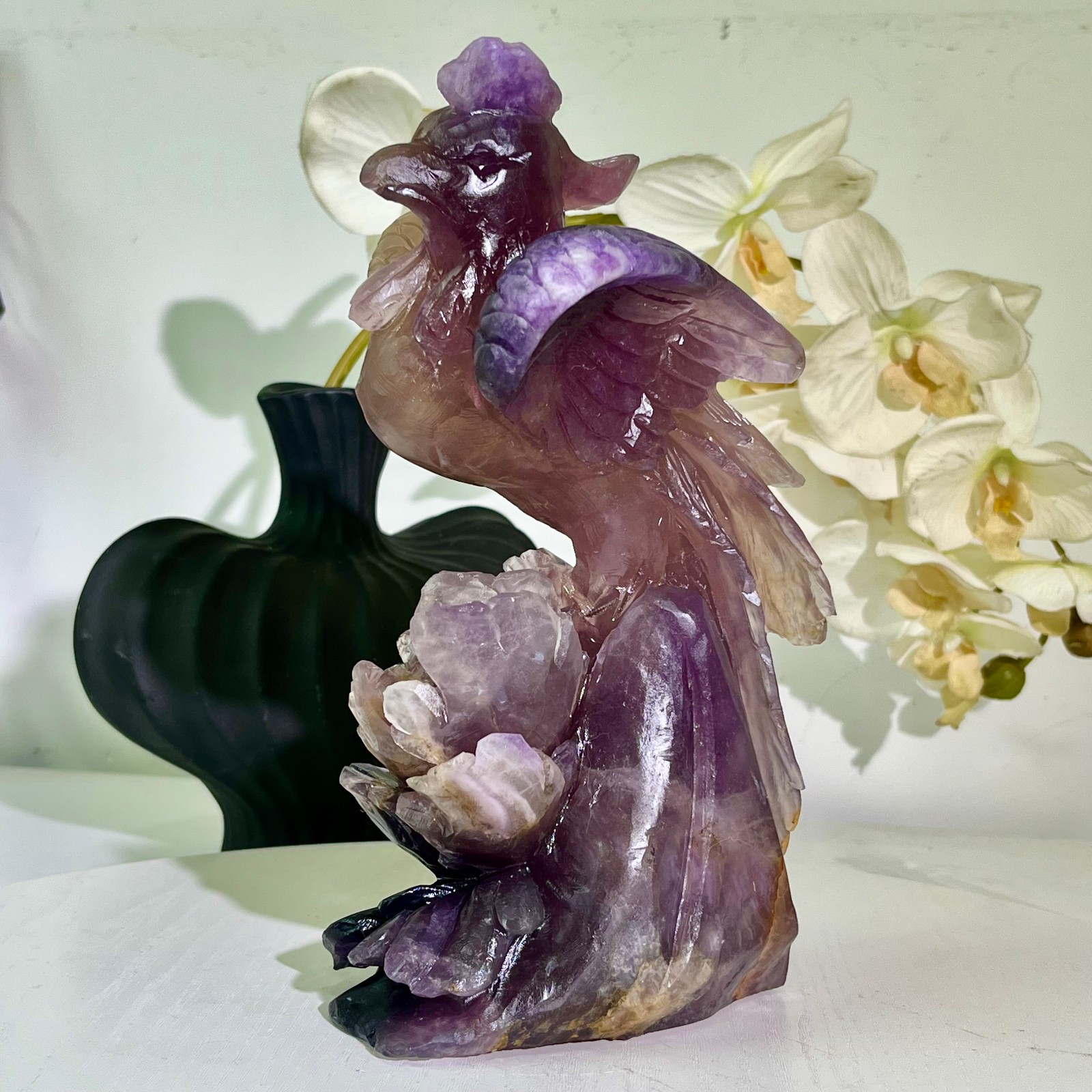 6.43LB Natural fluorite quartz products, hand carved and polished spiritual orn